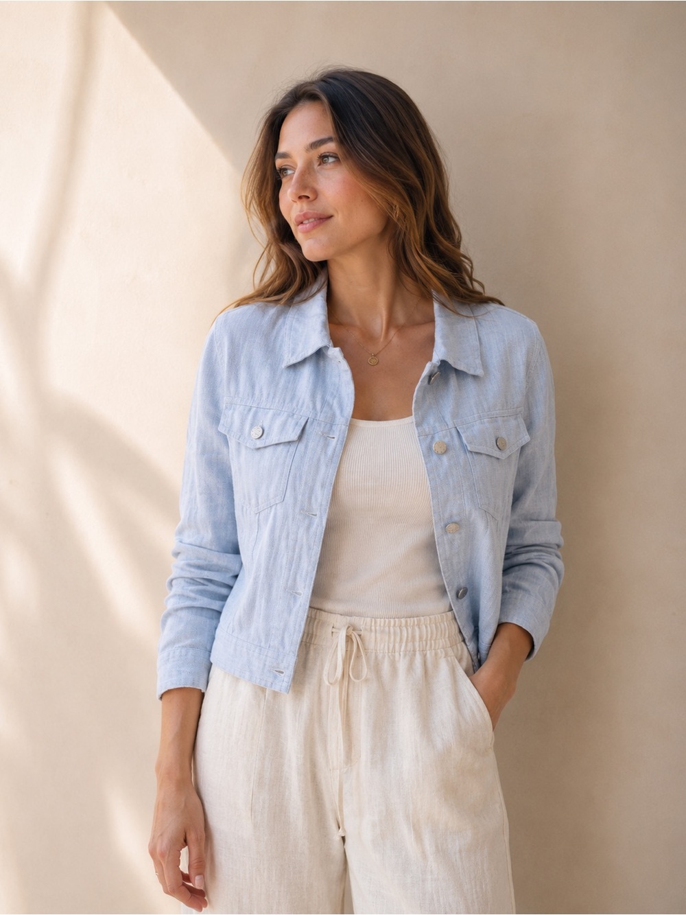 JONES NEW YORK Linen Jacket with Metal Trim